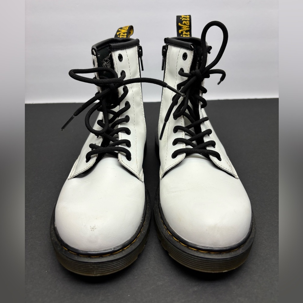 Dr. Martens White Combat Boots with Black Laces, SZ 5 women’s, box 34